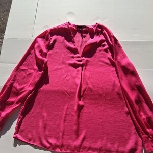 Banana Republic Hot Pink V-Neck Long Sleeve Blouse